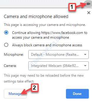 Chrome Website Camera Icon Manage