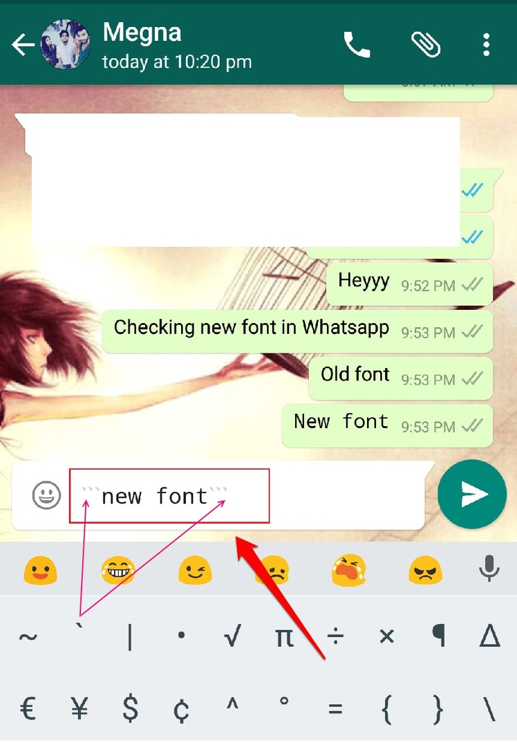 Como enviar mensagens do Whatsapp em uma fonte diferente