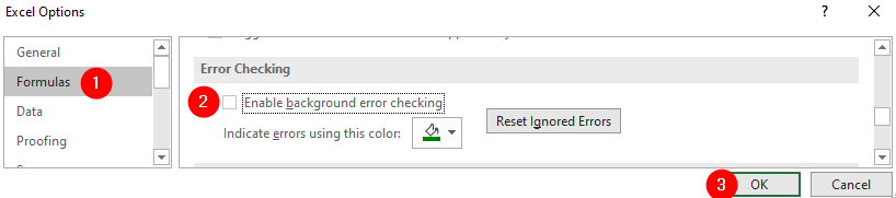 Ako odstrániť zelený trojuholník z buniek v programe Microsoft Excel