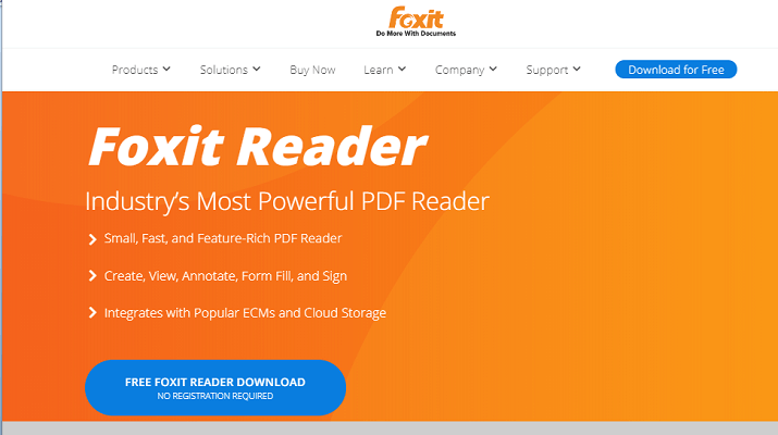 Foxit Reader web sayfası Adobe Reader Hatası 110