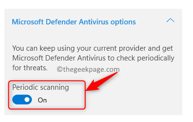 Proteção contra ameaças de vírus Verificação periódica do Windows Defender em minutos