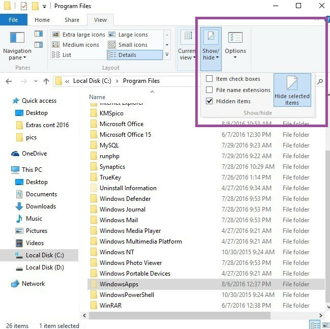 näytä piilota File Explorer -tiedostot