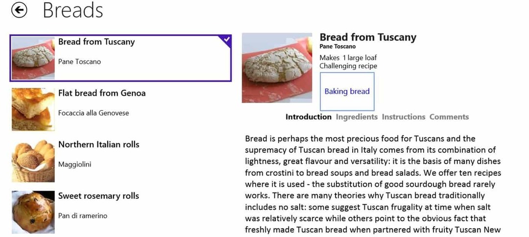 application de cuisine italienne