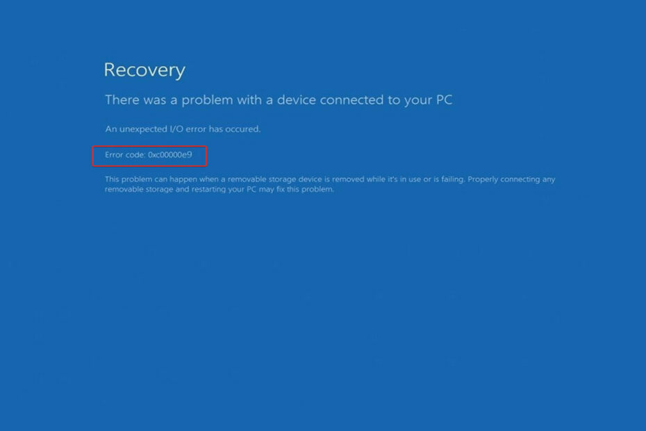 error-00000e9 Windows 11 koda napake 0xc00000e9