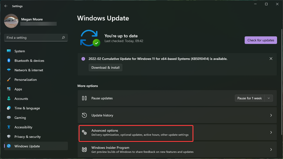 Sådan får du vist valgfrie opdateringer i Windows Update-sektionen i indstillinger.