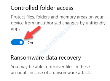 Activare acces la dosar controlat de protecție împotriva ransomware-ului