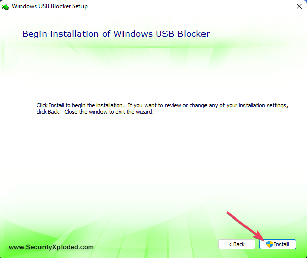 Buton de instalare cum să activați portul USB blocat de administrator