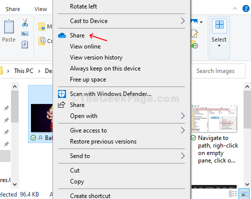 Кликните десним тастером миша на датотеку, кликните на дугме Дели опцију са плавом иконом облака