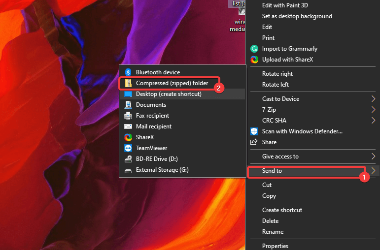  zip-filer med Windows 10