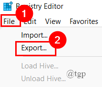 Izvoz datoteke registra