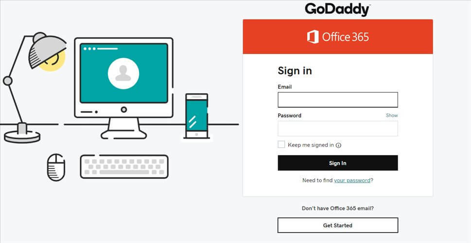 GoDaddy Office 365-portal