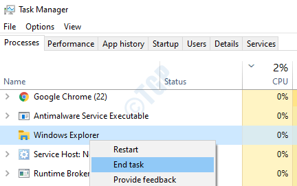 Finalizar tarefa do Windows Explorer