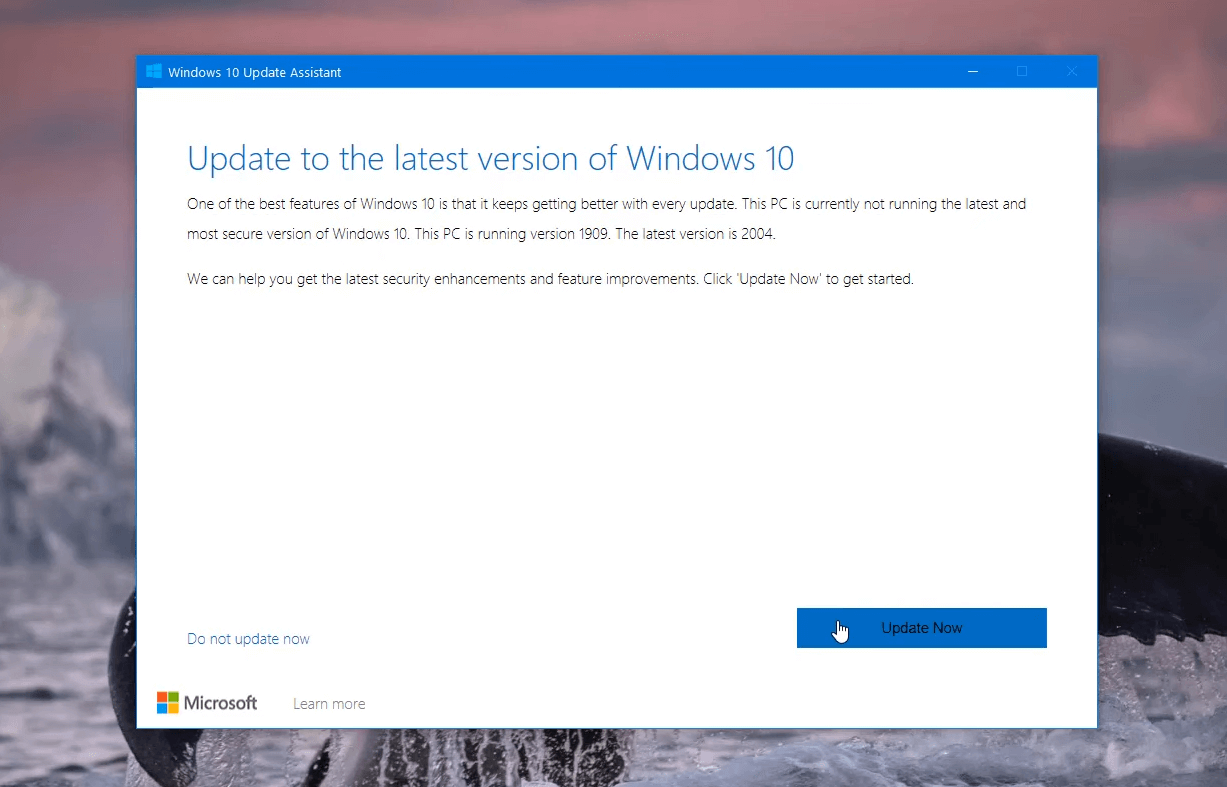 Windows 10 Update Assistant Aplikace se nepodařilo spustit, protože její konfigurace vedle sebe je nesprávná chyba
