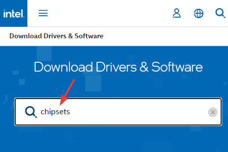 søk etter brikkesett i Intel Downloads Center