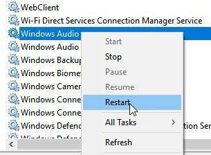 Windows Sesini Yeniden Başlatın
