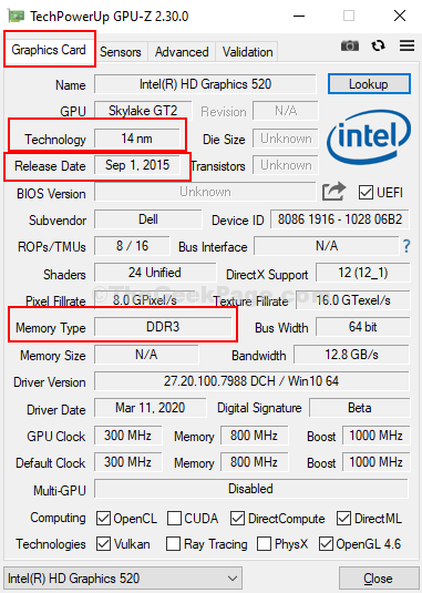 Technológia Tab karta s grafickou kartou GPU Z Dátum vydania Typ pamäte