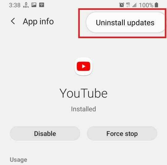 YouTube erişilebilirlik Player'ı devre dışı bırakın