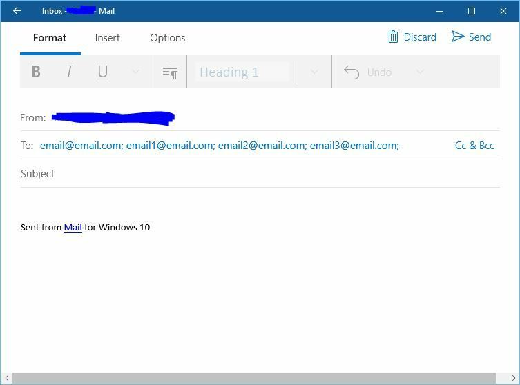 Skapa en grupp i Windows 10 Mail
