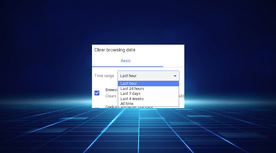 Chrome Clear Browser-Daten zeigen Zeitbereich an