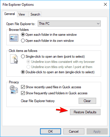 återställa standard png miniatyrbilder som inte visar Windows 10