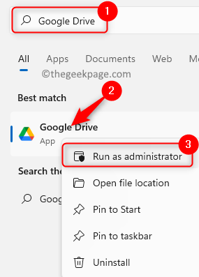Google Drive გაშვება როგორც ადმინისტრატორის მინ