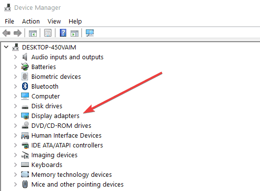 controladores de pantalla del administrador de dispositivos