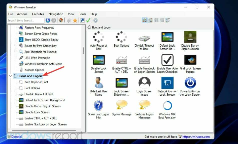 A rendszerindítási és bejelentkezési kategória letiltja a Windows 11 lezárási képernyőjét