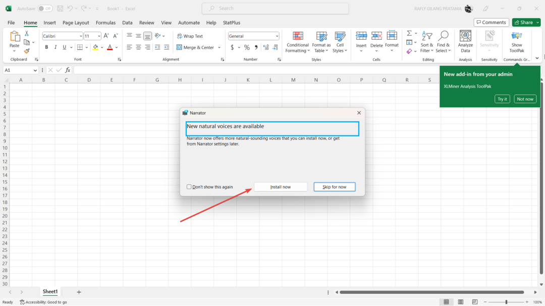 Microsoft Excel에서 음성 내레이터를 활성화하는 방법
