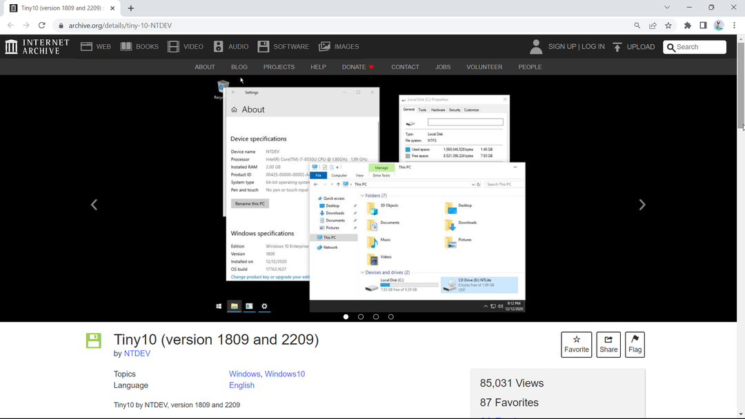 Tiny10 pour Windows 10: Téléchargez et installez la dernière version