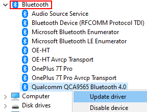 Atnaujinkite „Bluetooth“ tvarkyklę