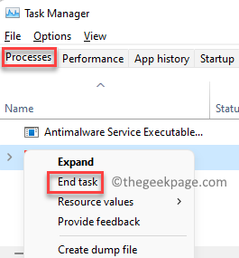 Task Manager Processer Baggrundsprocesser Right Task End Opgave