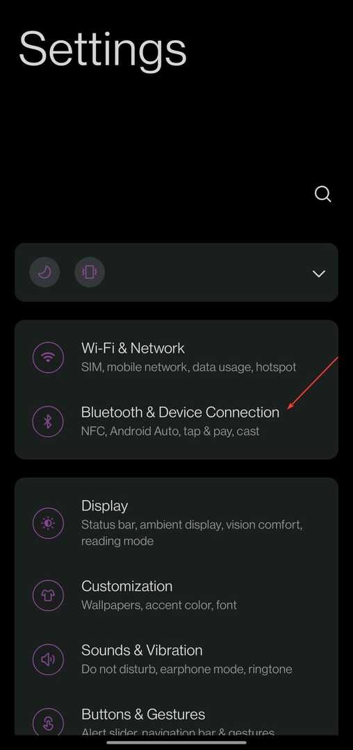 Atingeți Bluetooth și conexiunea dispozitivului.