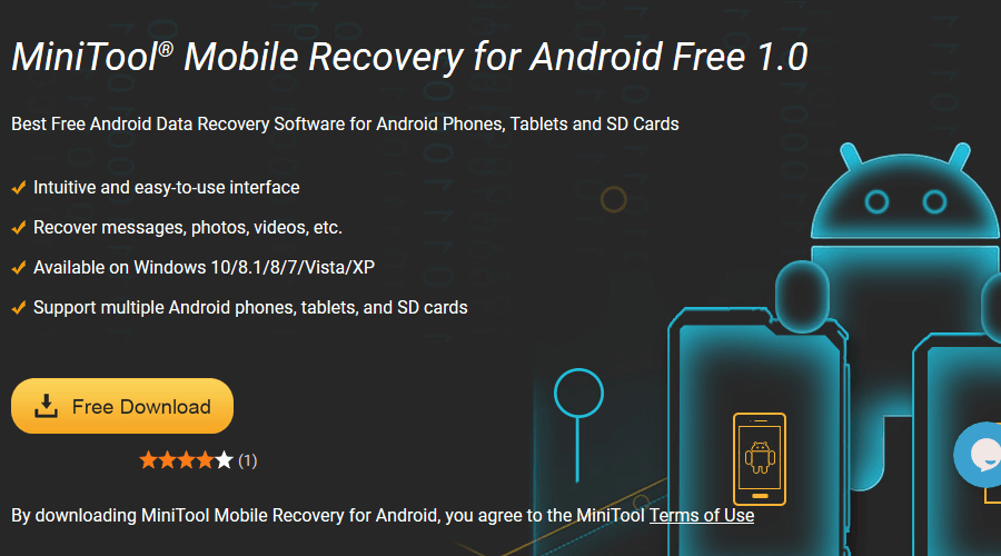 MiniTool Mobile Recovery לתוכנת אנדרואיד לתיקון טלפונים אנדרואיד