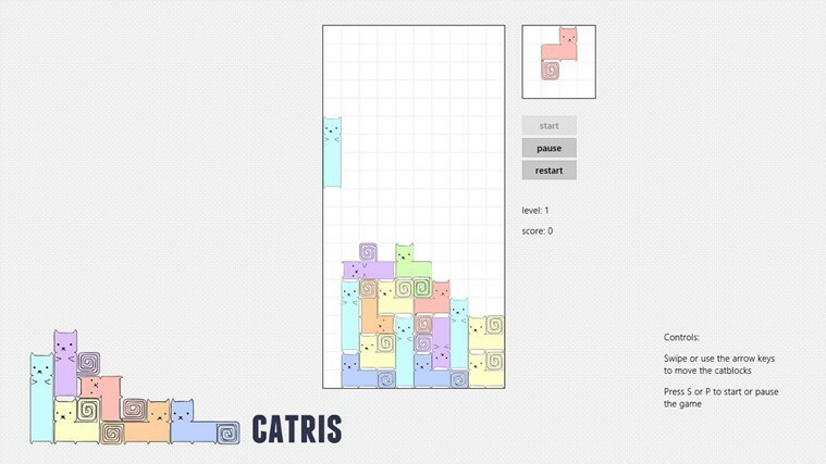 catris tetris Windows 8 lietotne