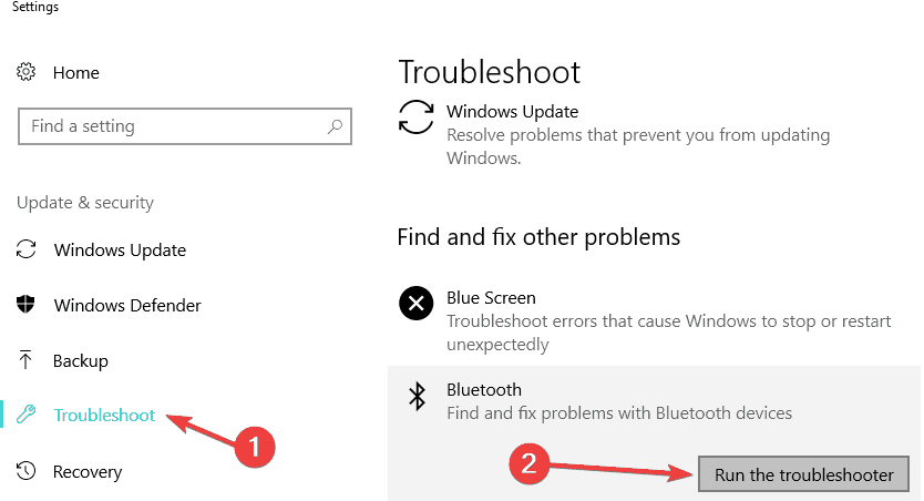 solucionador de problemas de bluetooth windows 10
