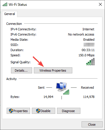 traadita ühenduse omadused vaatavad salvestatud wifi paroole Windows 10, mac