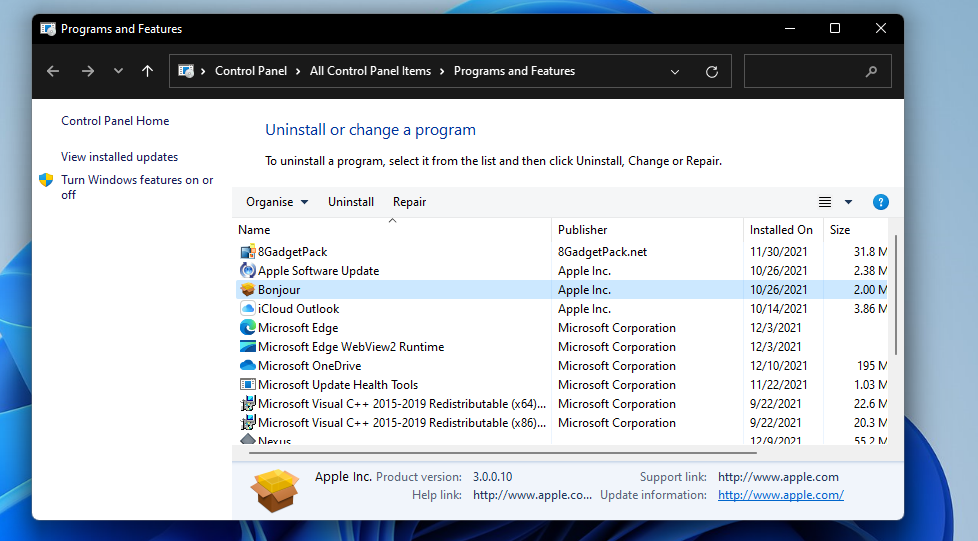 Ohjelmat ja ominaisuudet -sovelman minecraft-käynnistysohjelma ei avaa Windows 11:tä