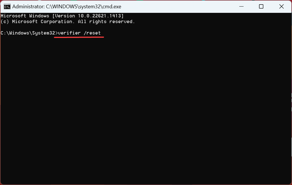 covpnv64.sys dosyasını düzeltmek için doğrulayıcıyı sıfırlayın