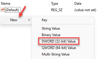 Registreringseditor Data Explorer Højre side Højreklik på Ny Dword (3 bit) værdi
