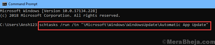 Atualização do prompt de comando da Windows Store
