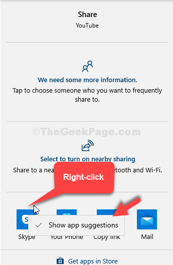 Clique com o botão direito nos ícones do aplicativo Desmarque Mostrar sugestões de aplicativos