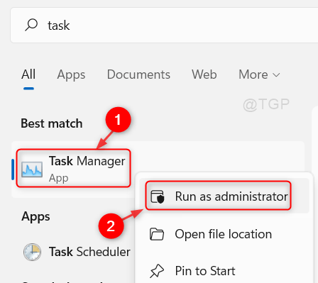 Apri Task Manager Esegui come amministratore Win11 Min