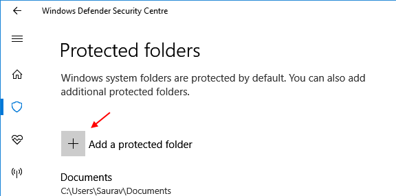 Lisage kaitstud kaust Windows 10 kontrollitud kaustale juurdepääs 1