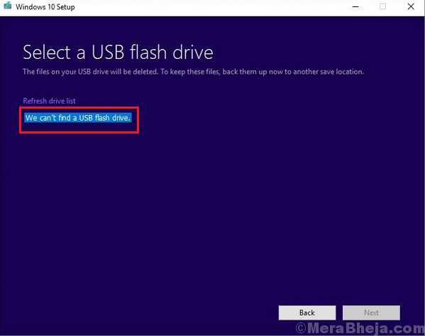 כלי יצירת המדיה של Windows 10 לא יכול למצוא USB