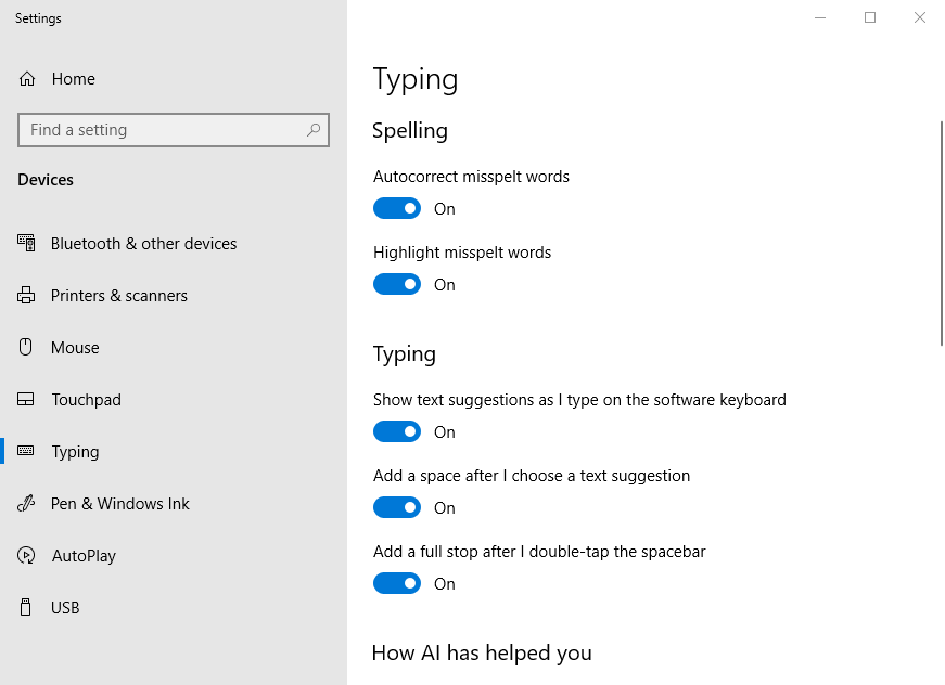 Setările de tastare caracteristicile de tastare a limbii dezactivează notificările Windows 10