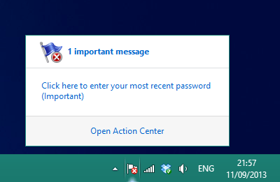Fix 'Klik hier om uw meest recente wachtwoord in te voeren' probleem in Windows 8.1, Windows 10