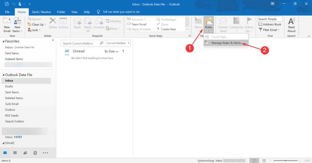 迷惑メールをブロックしない Outlook を修正するルール