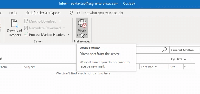 Opzione di lavoro offline Outlook come annullare la riunione senza notifica