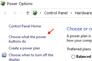 Wählen Sie, was Power-Buttons tun Min