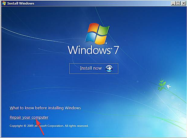 Pataisykite „Windows 7“.